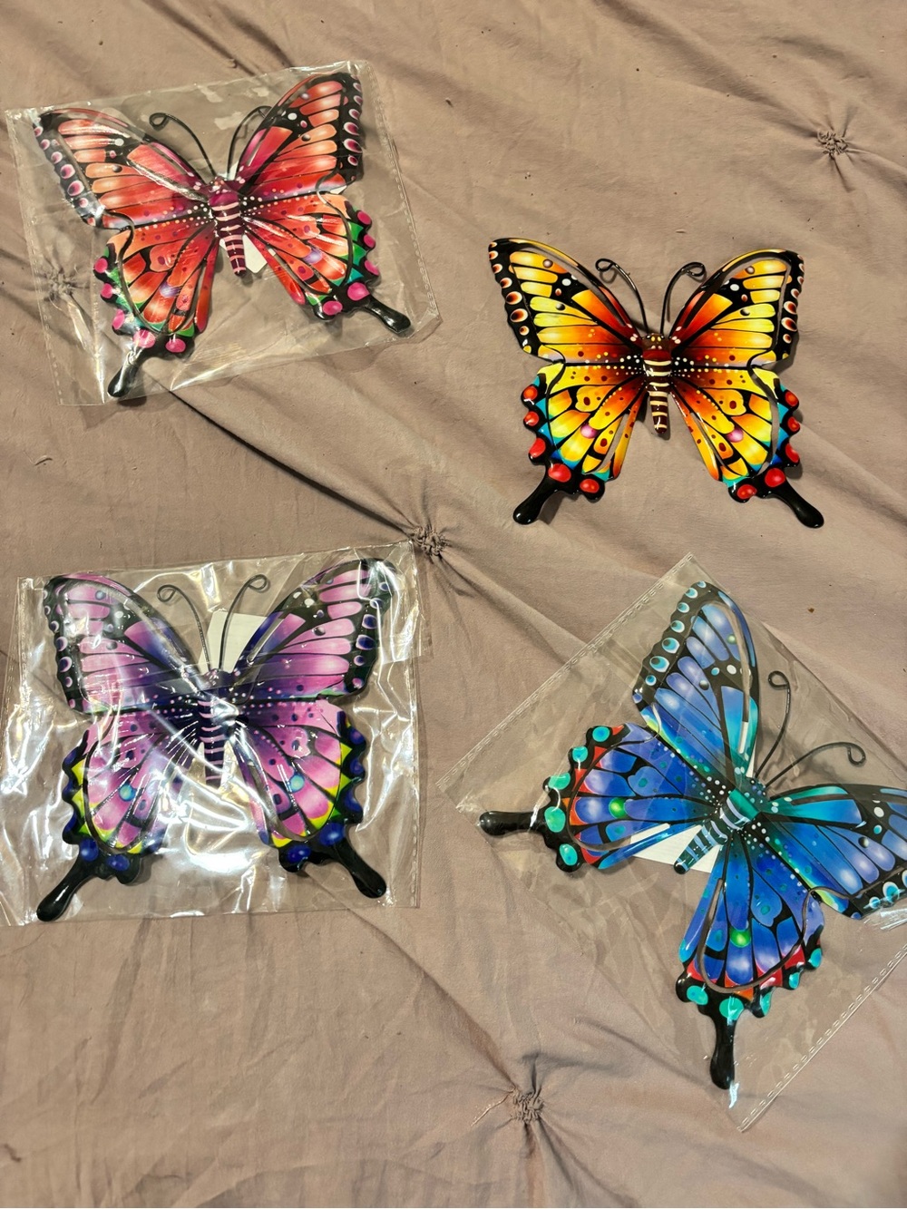 Source Unknown Colorful Metal Butterfly Wall Set - Yellow, Blue, Purple, Pink
